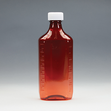 16 oz Amber Graduated Oval RX Bottles with Child-Resistant Caps