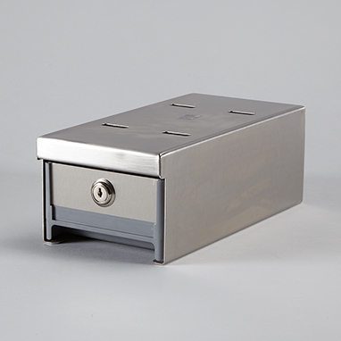 Item 3725 - Locking Refrigerator Box, Gray Drawer/Stainless Steel Bracket,  Key Lock