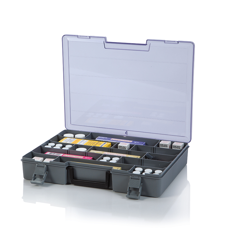 Item 1820 - Briefcase Drug Box with Dividers, 15x2.5x12