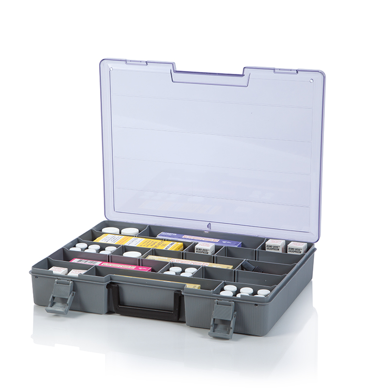Item 1821 - Briefcase Drug Box with Dividers and Security Seal Eyelets,  15x2.5x12