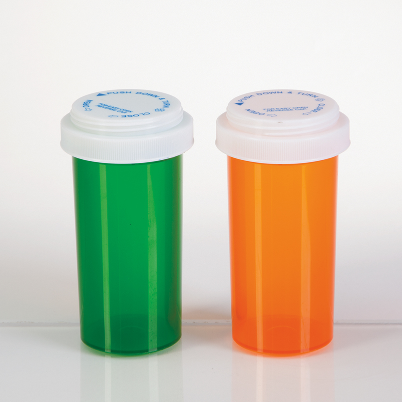 Plastic Medicine Pill Bottles with Push and Turn Caps (30 Dram, 130 Pack)