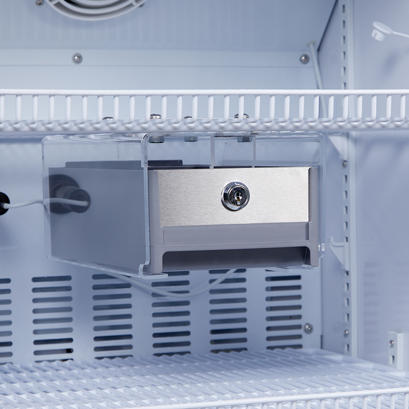 Item 3728 - Locking Refrigerator Box, Gray Drawer/Clear Bracket