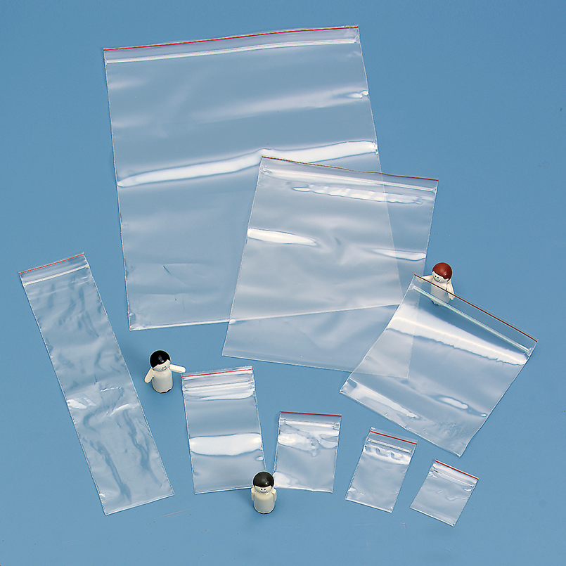 Clear Zip Bags with Red Line - 3 x 5